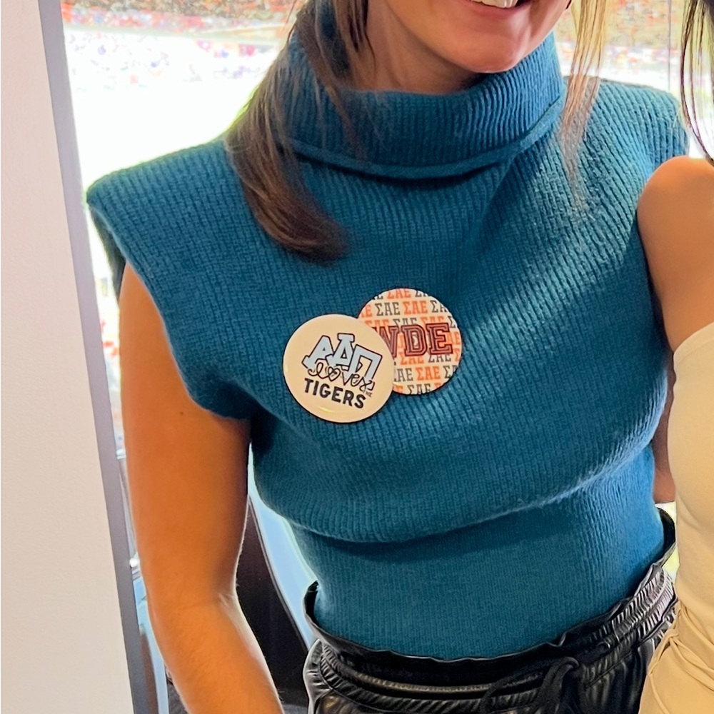 Deluc Blue Sleeveless Turtleneck Sweater
